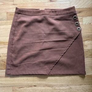 SHEIN Brown Mini Skirt with Button Detail
